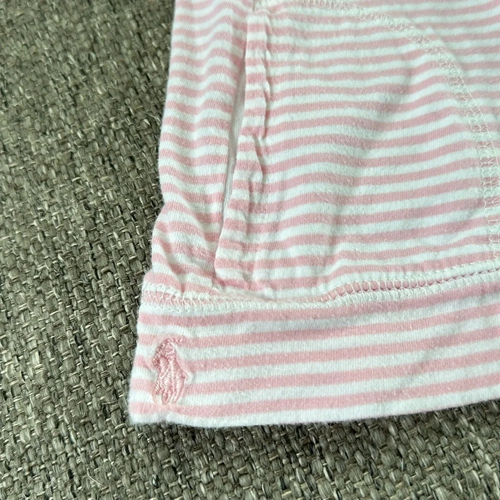 Ralph Lauren POLO Girls Sz 4 Pink White Stripe Long Sleeve T-Shirt with pocket